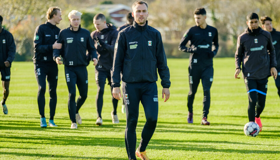 Varbergs Bois tränar på Håstens IP inför mötet med Östers IF i kvalet till Allsvenskan. Foto: Johan Borehed