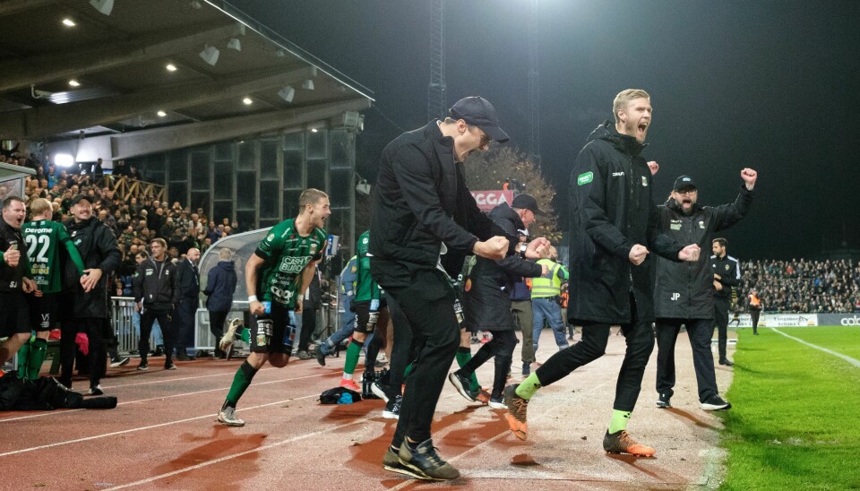 Varbergs Bois firar säkrat allsvenskt kontrakt i kvalmötet mellan Varbergs Bois och Östers IF på Varberg Energi arena.