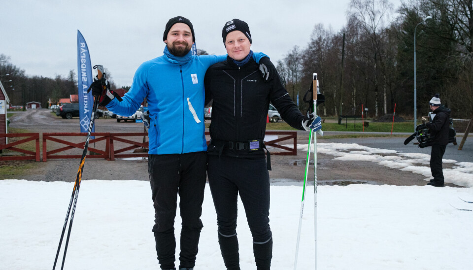 Viktor Jakobsson och Patric Ceder är i Åkulla för att åka skidor.